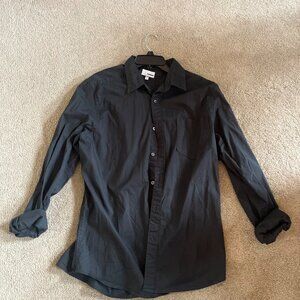 Sonoma Goods For Life® Men's Black Solid Long Sleeve Button-Up Shirt – Size L
